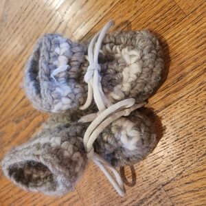 Cozy Gray and White Knitted Baby Booties